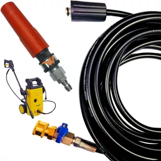 Mangueira Trama de Nylon Com Registro + Bico Variador Para Lavadoras Tekna