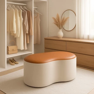 Puff Estofado Decorativo Orgânico Assento Sintético Caramelo Qualidade Premium Design Moderno Bege em Oferta na Shopee