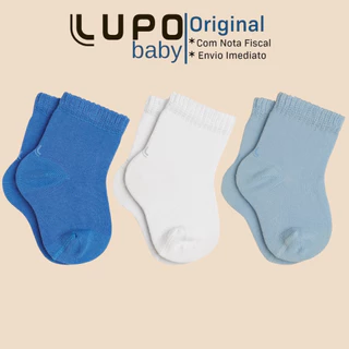 Kit com 3 Pares de Meias Lupo Baby Cano Curto sem Estampa Básica Lisa Kids Infantil em Algodão em Oferta na Shopee