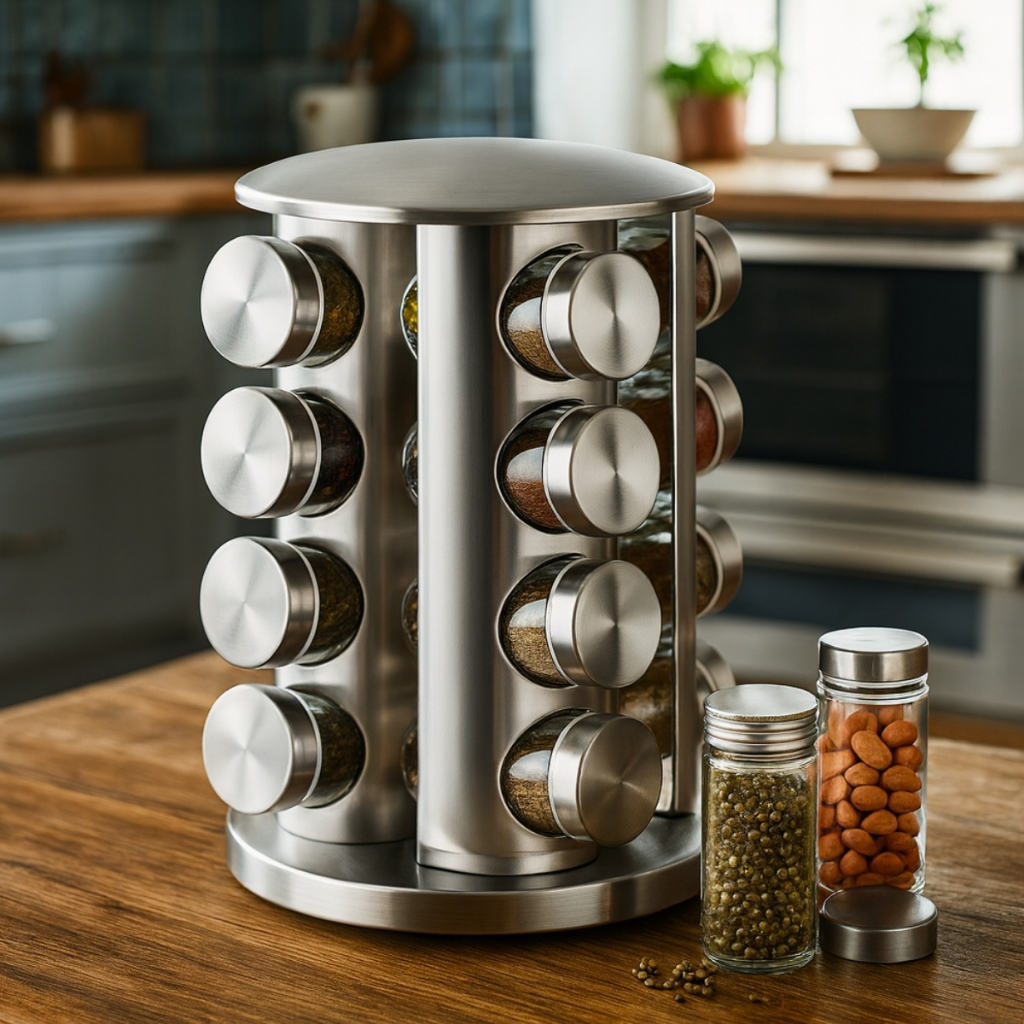 Porta Tempero 16 Potes Giratório Inox Cozinha