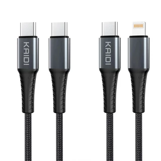 Cabo Carregador Pd Tipo C 60w Kaidi Turbo Nylon Reforçado para iPhone 15 type c