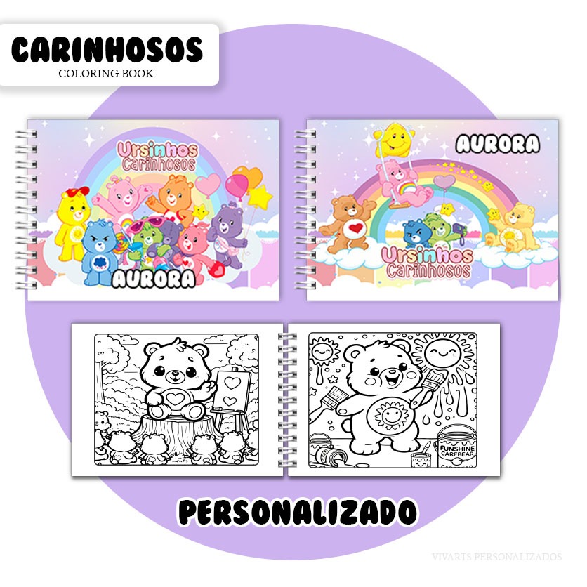 Livro de Colorir Ursinhos Carinhosos Personalizado | Shopee Brasil