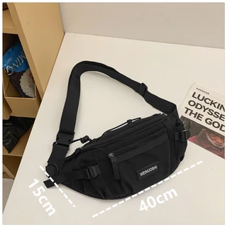 Bolsa transversal de grande capacidade, bolsa de peito estilo esportivo multifuncional e estilosa 40cm