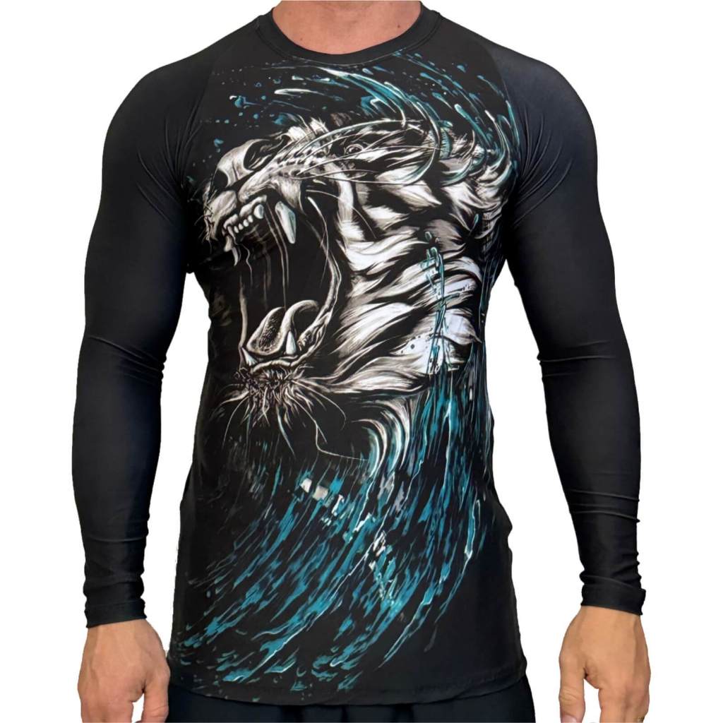 Camisa Rash Guard Masculina Tigre Manga Longa Atlética Esportes ...