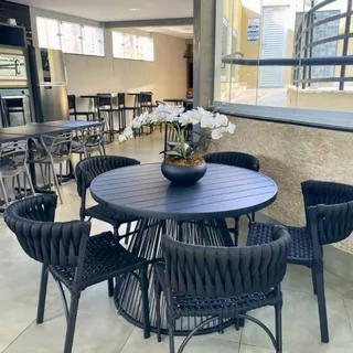 Cadeira Amber Tricô Náutico Estrutura De Alumínio Moderno E Elegante para Área Gourmet 1 Unidade