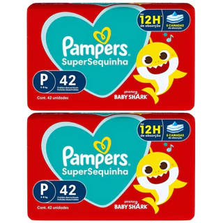 1 Kit c/ 2 Pacotes Fralda Pampers Supersec P 42un cada - Total 84un em Oferta na Shopee