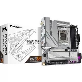 Placa Mãe Gigabyte B650M AORUS ELITE AX ICE BRANCA WIFI (AM5/4xDDR5/HDMI/DP/USB 3.2/M.2)