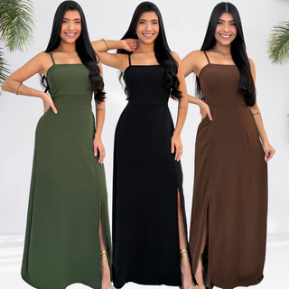 Vestido Longo Elegante Feminino Madrinha Dunas Não Amassa Lastex Casual Festa Casamento em Oferta na Shopee
