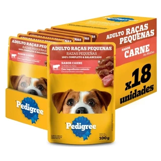 Pedigree Sachê Carne ao Molho 100g – Cães Adultos Raças Pequenas