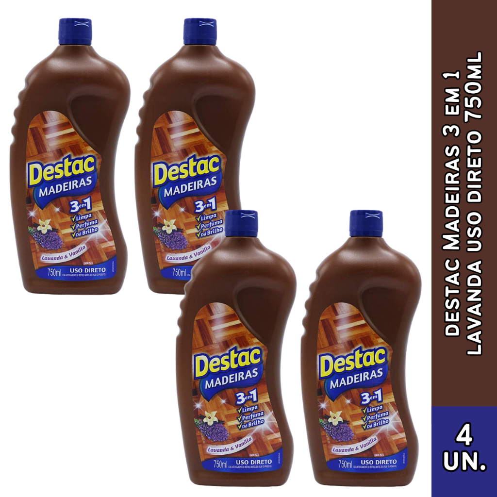 Destac Limpador de Pisos Destac Uso Direto na Madeira 750ml Escolha a ...
