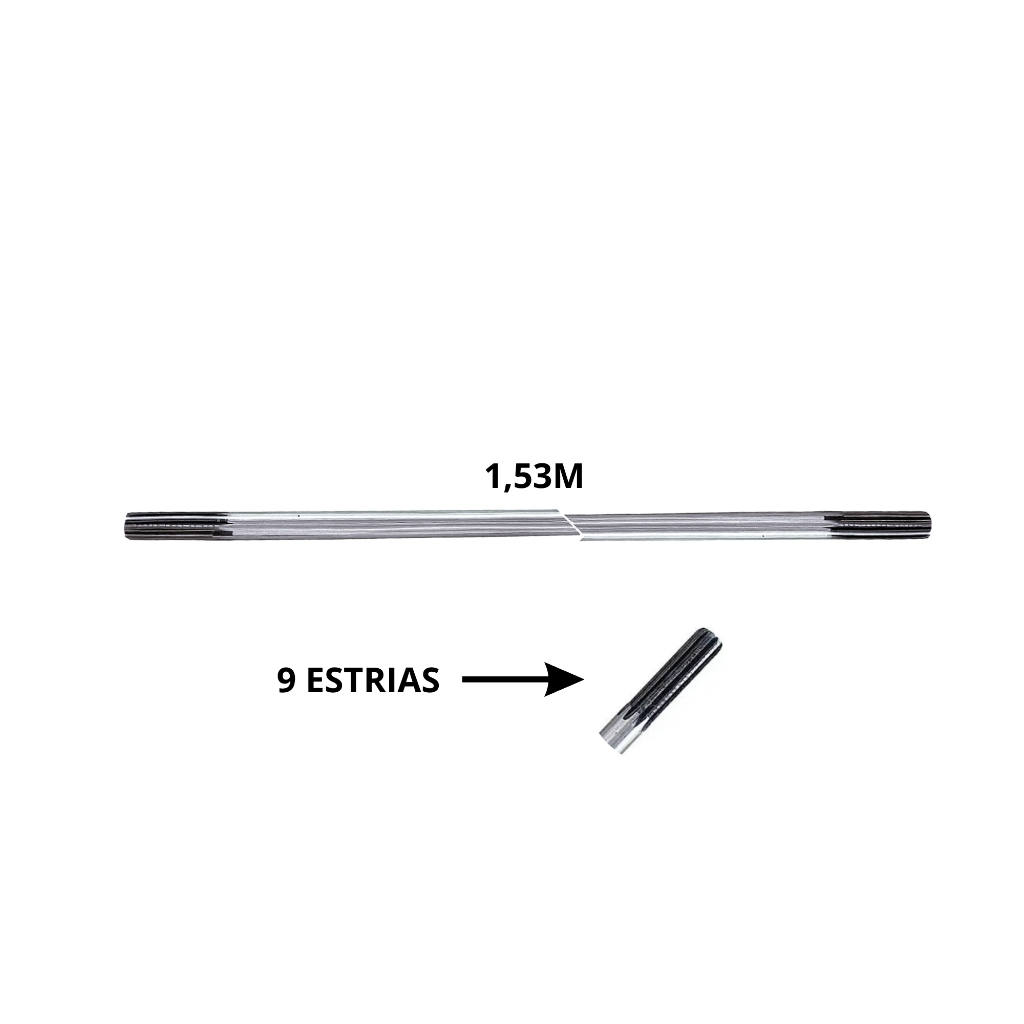 Eixo Cardan Varão Roçadeira Espessura 8mm 33cc 43cc 52cc 9 Estrias