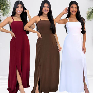 Vestido Feminino Longo Casual Não Precisa Passar Elegante Festa Casamento Jantar em Oferta na Shopee