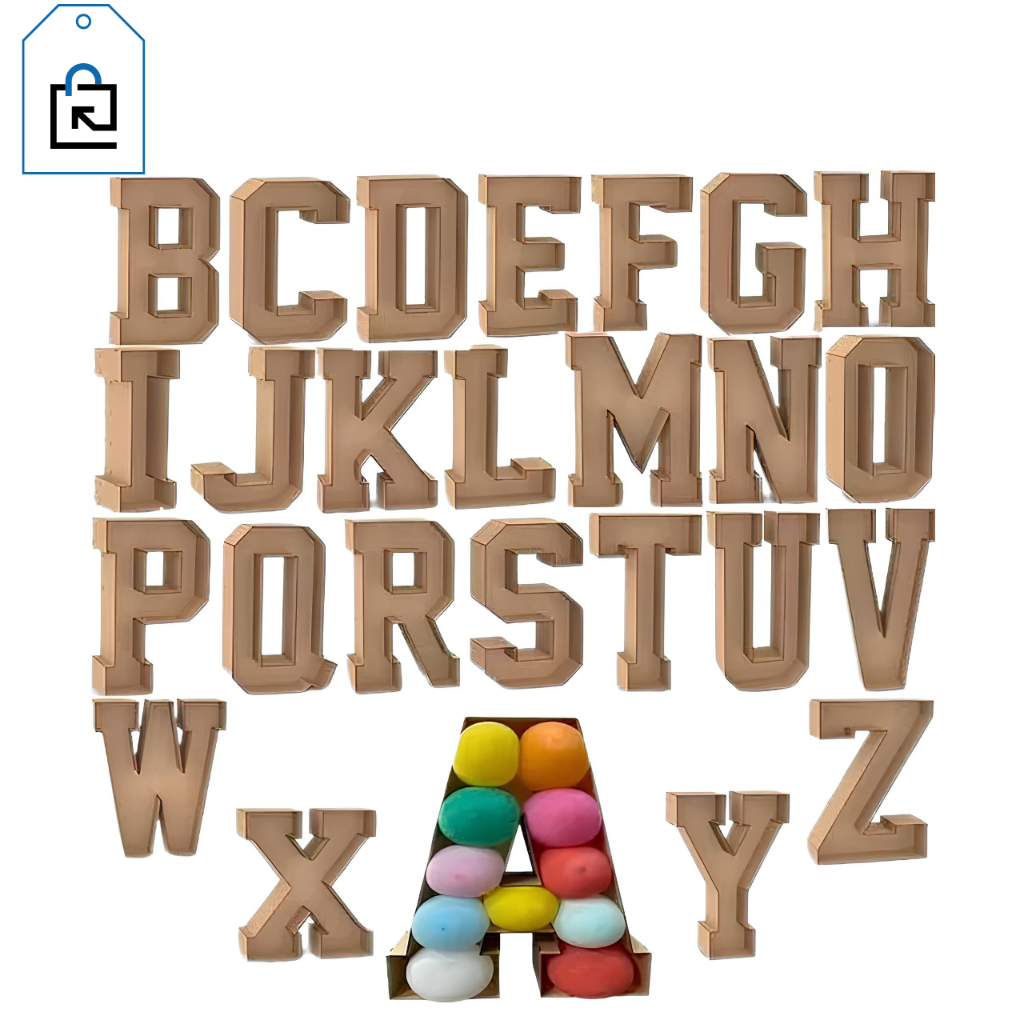 Alfabeto Estilizado 80cm MDF Cru Letras Decorativas para Eventos E ...