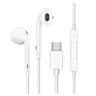 Fone de Ouvido Tipo C Com Microfone Botão Volume Branco (5697)