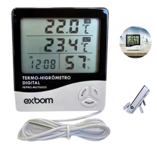 Termo Higrômetro Digital Medidor De Temperatura Umidade Ar Relógio