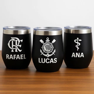 360Ml Copo Cuia Térmico Personalizado Com Tampa Seu Time Figura