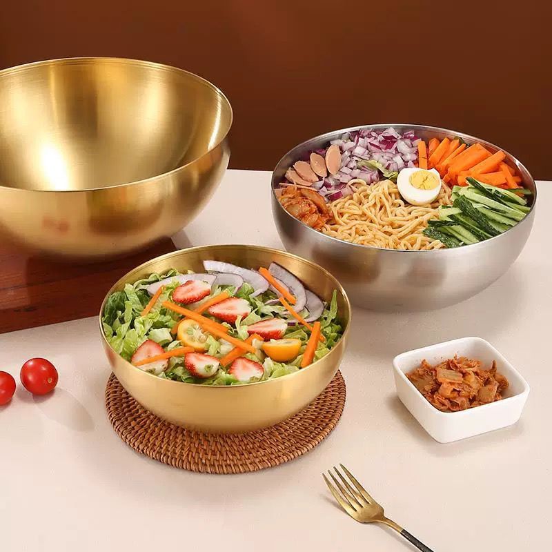 Tigela Bowl Aço Inox Dourado 15/20/24/28cm Bacia Multiuso Co