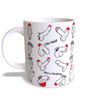 Caneca de Feliz Natal Porcelana Erótica Engraçada Pênis / Despedida de Solteira Caneca Rolas Pintos