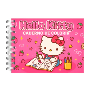 HELLO KITTY LIVRO DE COLORIR 50 DESENHOS CAPA DURA A5 180G em Oferta na Shopee