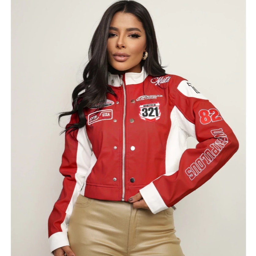 Jaqueta de Couro Texx Storm Lady com Proteção Moto Feminina em