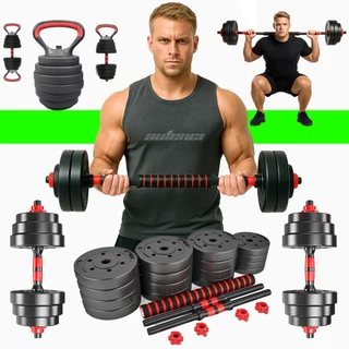 Kit Halteres E Anilhas Ajustável 30kg Kettlebell Academia Peso Kit Musculação Barra Anilha Dumbell