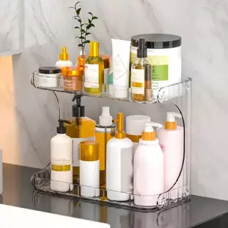 Organizador Multiuso Prateleira 2 Andares Maquiagem Cosméticos De Banheiro Mesa Acrílico Case Quarto Penteadeira Premium