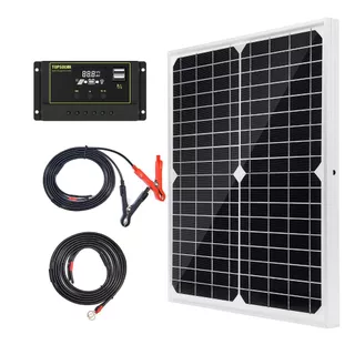 Kit Painel Solar 20W 12V Monocristalino Controlador 10A Mini Estação de Energia Solar Off-Grid Carregador Solar Portátil