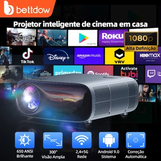 BETTDOW 1080P 2.4GHz + 5G WiFi Projector 22000ML Suporta HDR10 Full HD 4K Decodificação Correção Automática