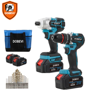 Combo Parafusadeira E Furadeira De Impacto 2 Baterias 35pcs Dobevi