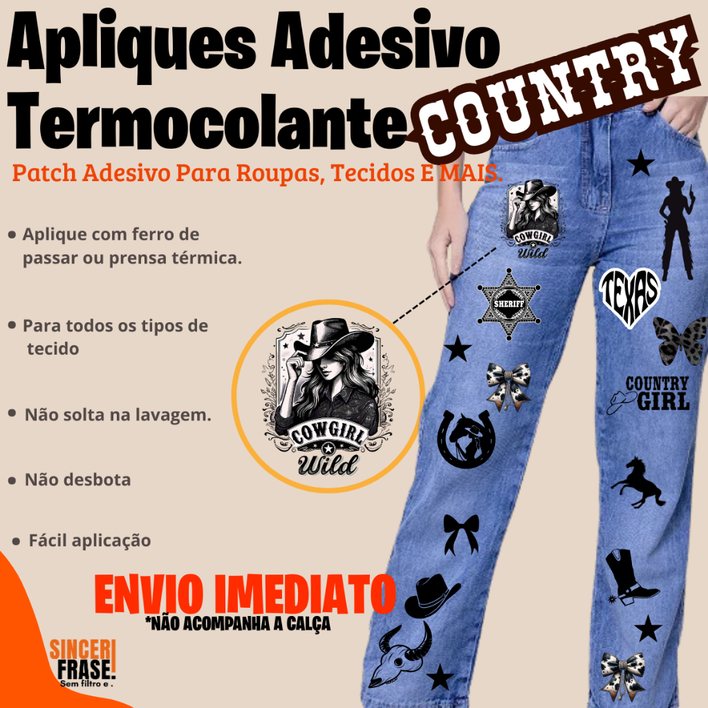 Aplique Adesivo Dtf Estampas Country Prontas Para Personalizar Jaqueta ...