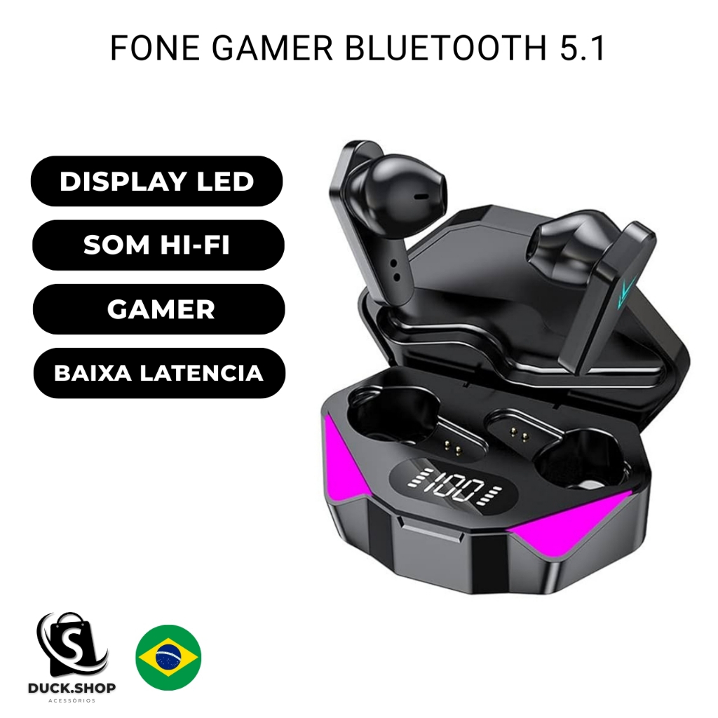 Fone de Ouvido Gamer X15 Bluetooth 5.2 Sem Fio Baixo Delay com ...