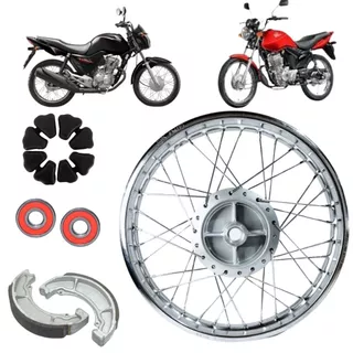 Roda Traseira Titan 150 / 160 + Bucha + Lona + Rolamentos montada e alinhada em Oferta na Shopee