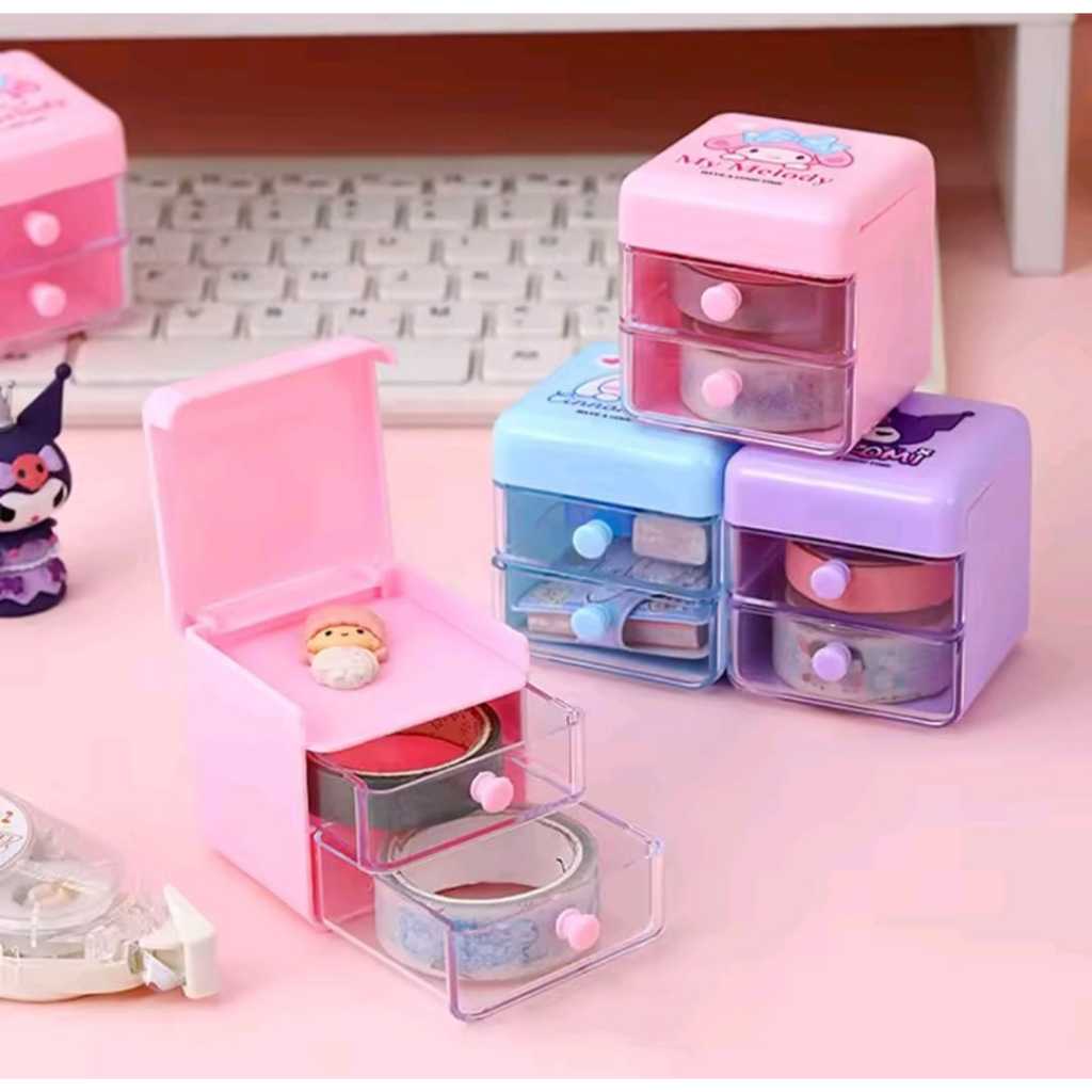 Doro♡mona♡12xinil ゆめかわいい3点セット Mini Gaveteiro Organizador Sanrio 2 Andares – Kuromi, My Melody e