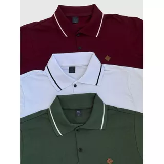 Kit 3 Camiseta Gola Polo Masculina 100% Algodão Cores Basicas Coloridas Camisa Para Homem