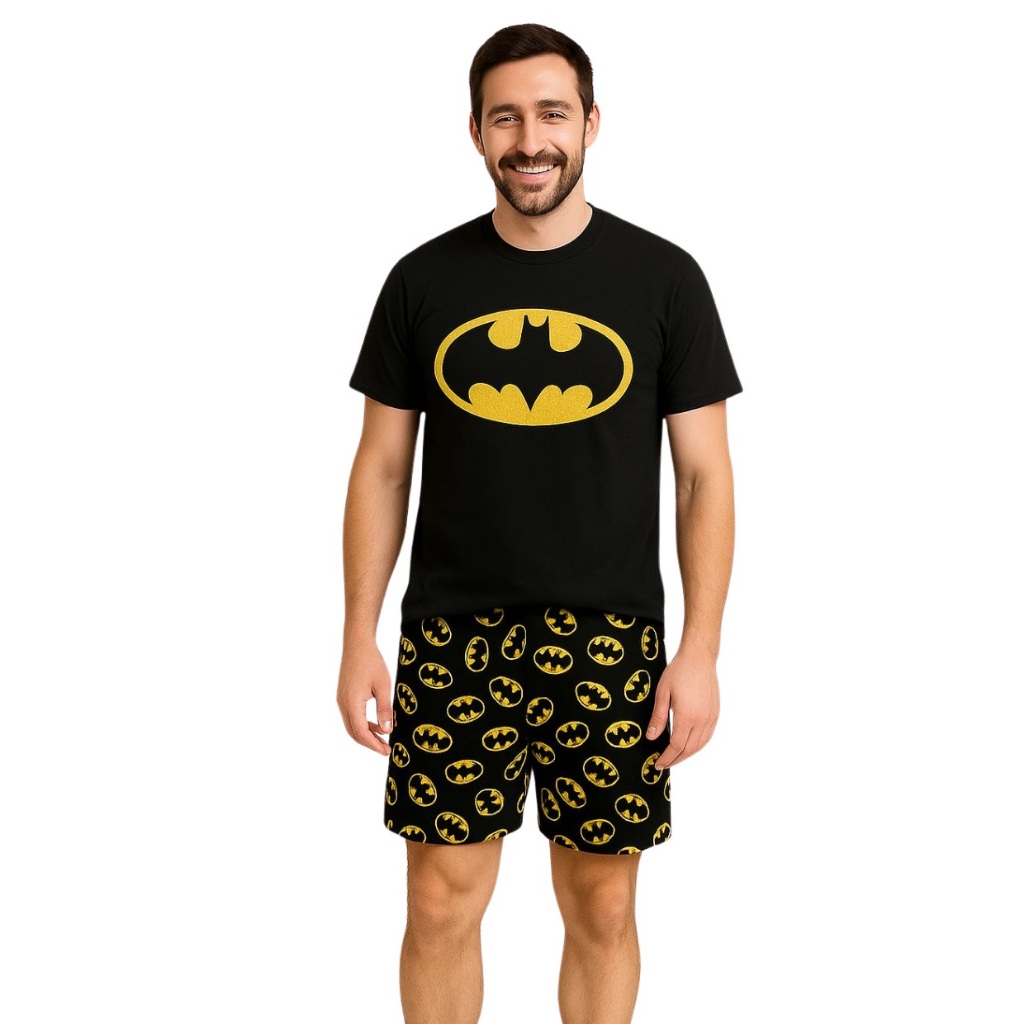 Pijama Masculino Confortável Estampado Manga Curta e Short Premium em Oferta na Shopee