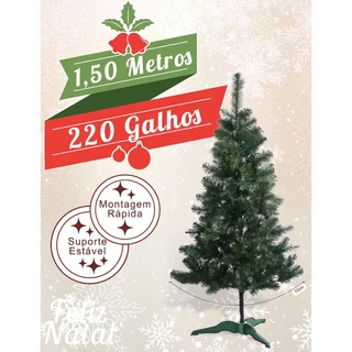 Arvore De Natal Pinheiro Verde 1,50 Metros 220 Galhos Premium