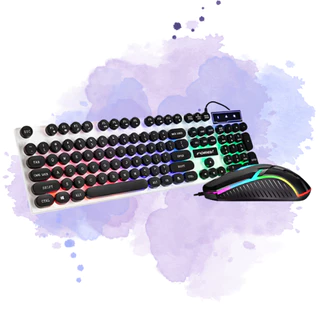 Kit Mouse Gamer Usb Com Fio Luz Led + Teclado Semi-mecânico Nfe Para Computador Notebook Games