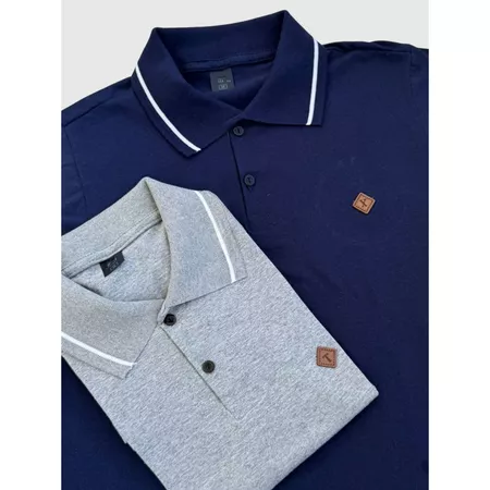 Kit 2 camisas polo masculina 100% algodão lisa básica malha fria  várias cores.