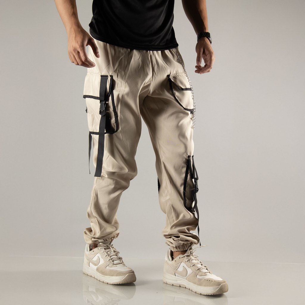 Calça Cargo Jogger com elastico de Tactel Estilo Gringa com Cordão