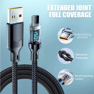 Cabo De Carregamento Super Rápido De 120W Dados Inteligente Com Visor Led Usb Para Tipo C Android 1M (1665)