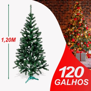 Árvore de Natal Pinheiro Natalino Médio Decoração de Natal 1,20 Metros 120 Galhos Promoção