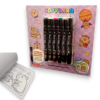 Livro de Colorir Capivara E Canetinhas Ponta Dupla Estilo Bobbie Goods 45 Desenhos Capybara em Oferta na Shopee