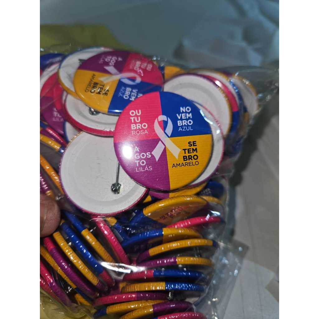 10 unidades Broches bottons buttons pin agosto lilas, setembro amarelo ...