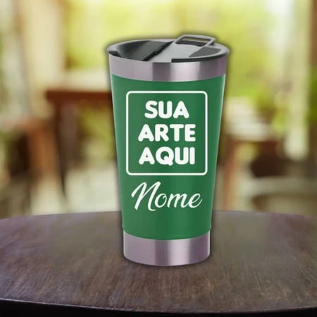 Copo Térmico Personalizado Inox 473ml Com Tampa Abridor De Garrafas Para Cerveja Chá Café