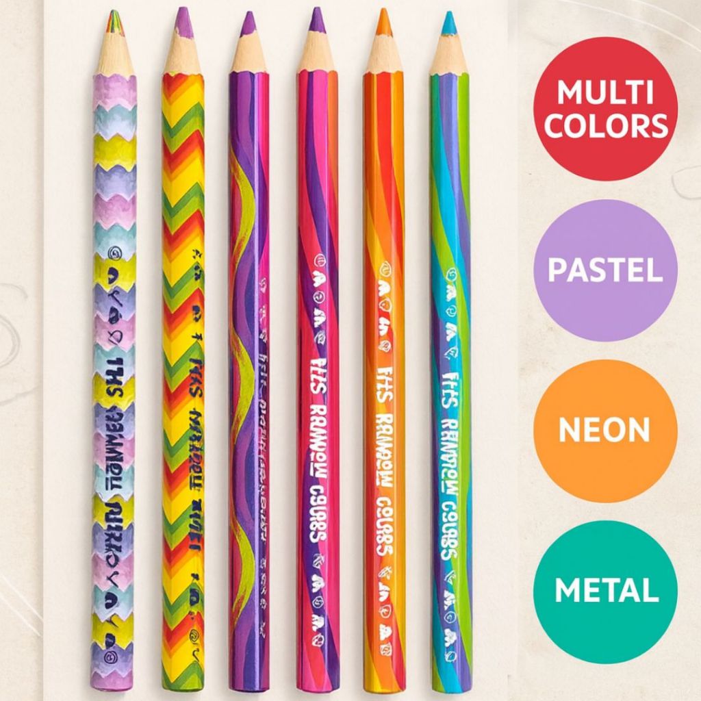 Kit 6 Lápis de Cor Rainbow Arco Íris Jumbo Multi colorido Tris