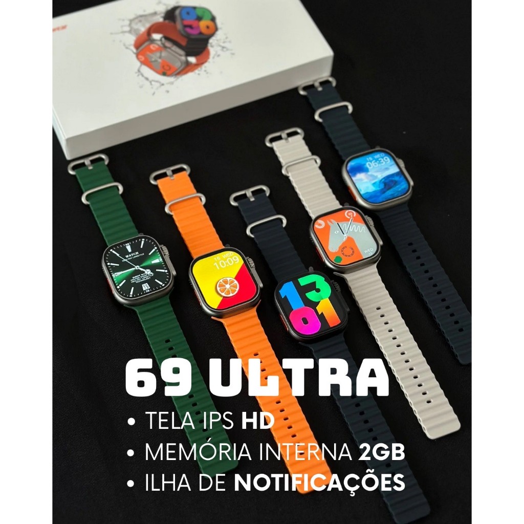 W69 Ultra Smartwatch Série 9 Microwear Bússola 49MM Relógio Inteligente ...