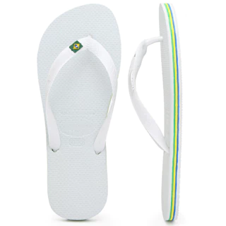 Kit x2 Chinelos do Brasil Bandeirinha Masculino e Feminino PRETO BRANCO E AZUL UNISEX-011