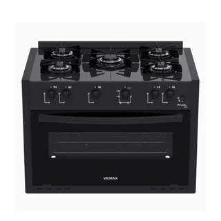 Fogão a Gás de Embutir Venax 5 Bocas, Mesa de Vidro, Acendimento Automático, Forno 88,3L Bivolt