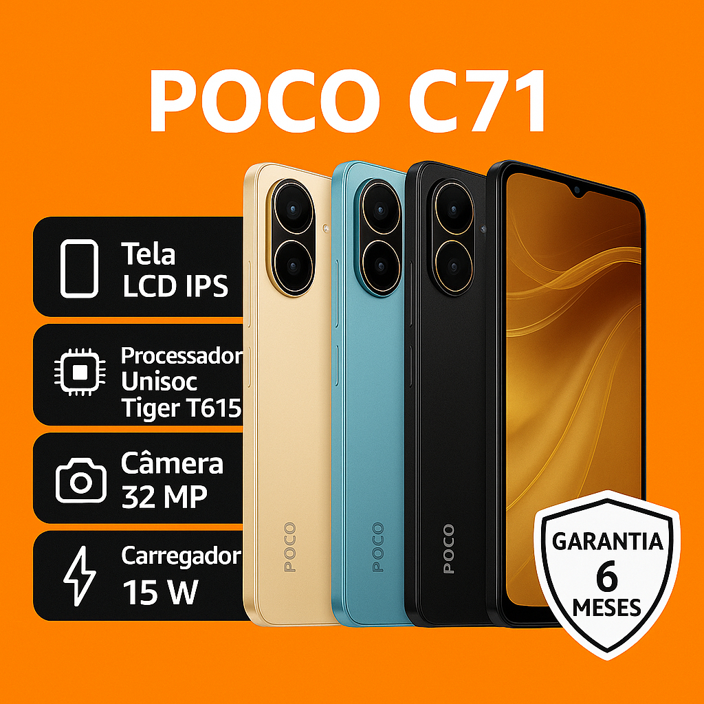 Xiaomi Poco C71 4G 128 GB 4 GB RAM Tela Grande 6.88