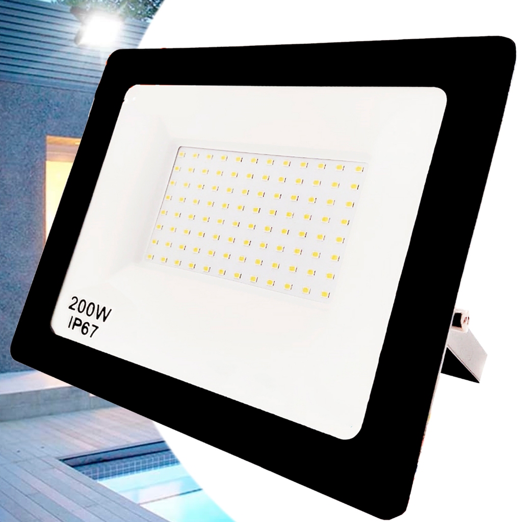 Refletores Flex Led 200w 6500k Bivolt Branco Frio Ip67 Carcaça Preta ...